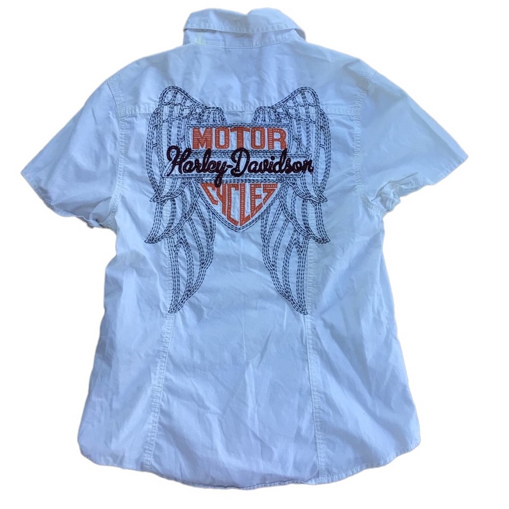 Y2K Harley Davidson Embroidered Button Down Shirt S